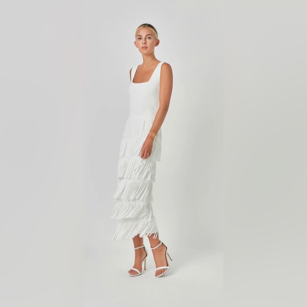 NWT Anthropologie Knit Fringe Midi Dress